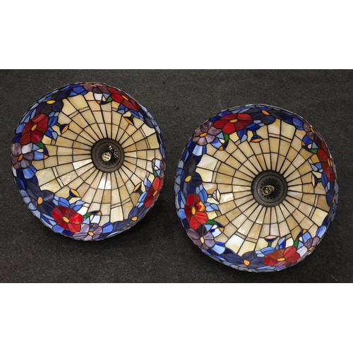 146 - Pair of tiffany style glass light shades each 16