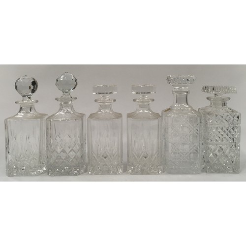 102 - Collection of cut crystal glass decanters (6).