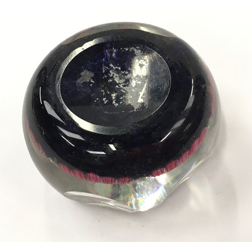 104 - Perthshire paperweight with  signature 'P' cane and faceted glass.