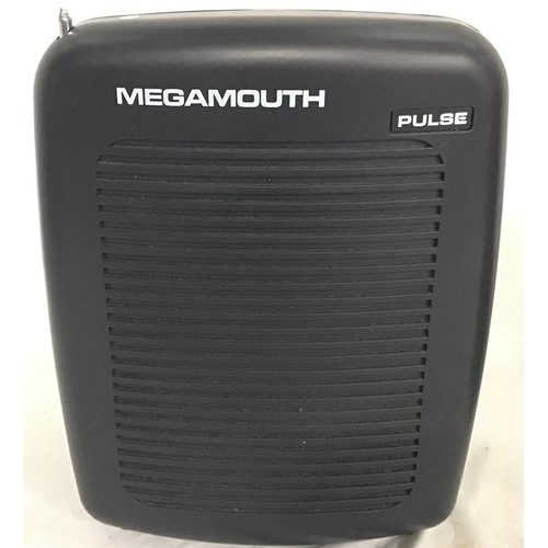 577 - PULSE MEGAMOUTH. Portable 20w wireless PA system with carry case and radio microphone. Powers on whe... 