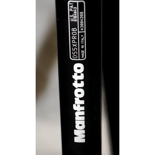 26 - 2 x Manfrotto tripod ref: 055 x PROB c/w Manfrotto 3 way tilting head ref: MH804-3W and Tilting head... 