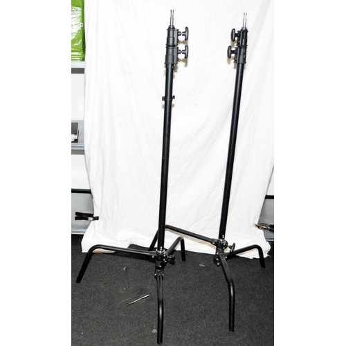 77 - 2 x Avenger C-Stand adjustable base and column with grip arm kit