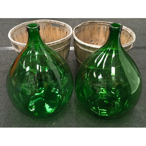 41 - Two Vintage hand blown carboys in original baskets, excellent condition.