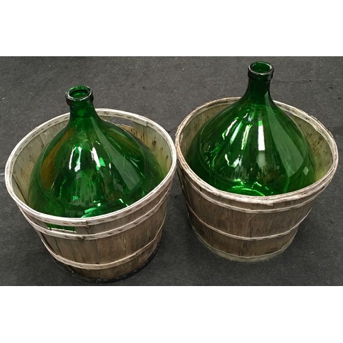 41 - Two Vintage hand blown carboys in original baskets, excellent condition.