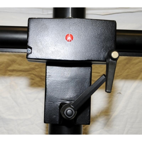 59 - Manfrotto Professional photography studio stand. Sturdy 'T' wheeled base with brake, 8cms diameter b... 