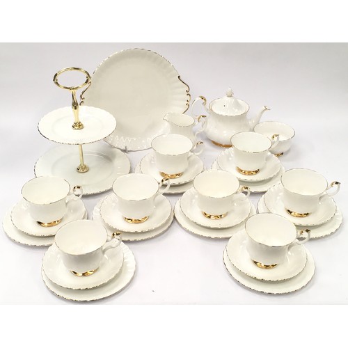 89 - Royal Albert Val D'or tea set for eight place settings to include cake stand, sandwich plate etc. 21... 