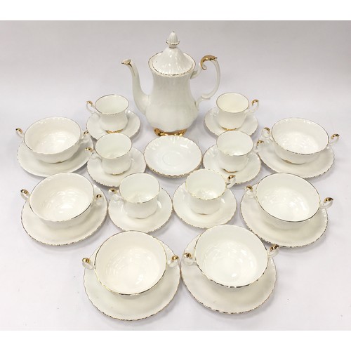 90 - Royal Albert Val D'or coffee set for six place settings together with a set of six soup coupes and s... 