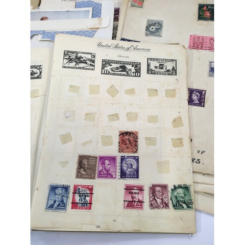 175 - Schoolboy stamp collection. Good collection of world stamps in an album and loose sheets.