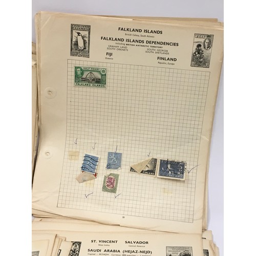 175 - Schoolboy stamp collection. Good collection of world stamps in an album and loose sheets.