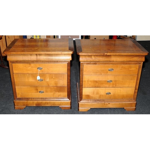 475 - Two large solid wood French Louis Phillipe style bedside cupboards complete with electrics built in ... 