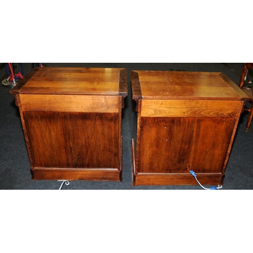 475 - Two large solid wood French Louis Phillipe style bedside cupboards complete with electrics built in ... 