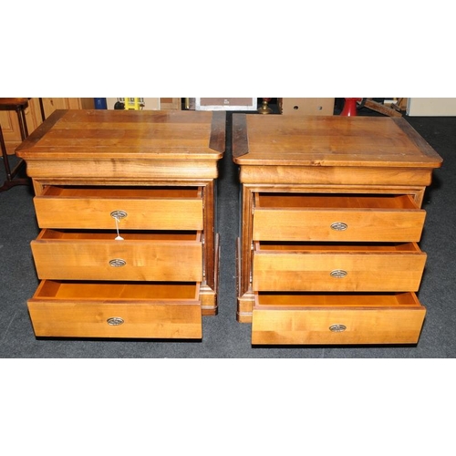 475 - Two large solid wood French Louis Phillipe style bedside cupboards complete with electrics built in ... 