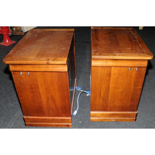 475 - Two large solid wood French Louis Phillipe style bedside cupboards complete with electrics built in ... 