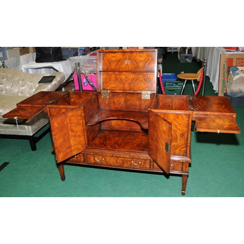 477 - A Theodore Alexander Althorp burr walnut veneer drinks cabinet 90x122x43cm.