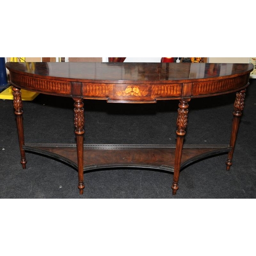 480 - A Theodore Alexander regency style one drawer demi lune console/hall table 88x178x46cm.