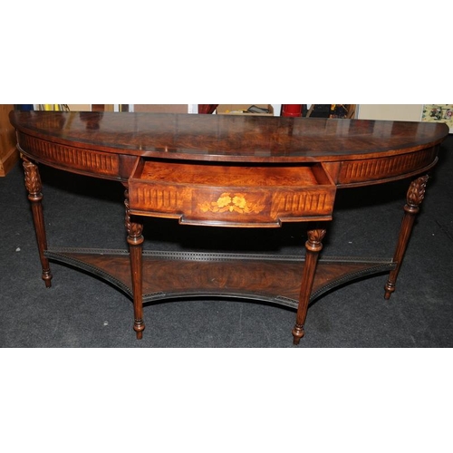 480 - A Theodore Alexander regency style one drawer demi lune console/hall table 88x178x46cm.