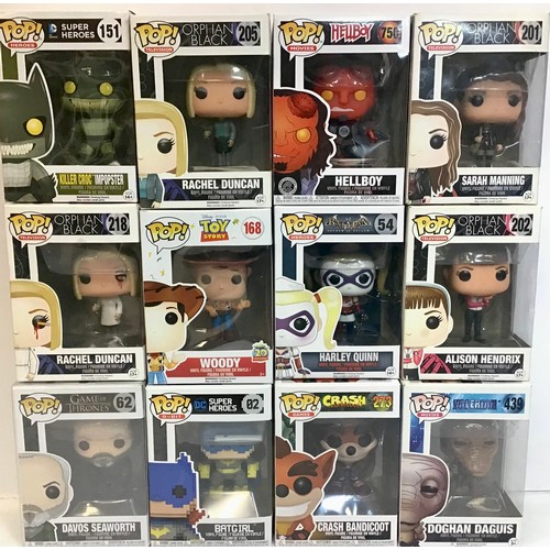 15 - Selection of 12 Funko Pops to include Orphan Black & Super Heroes Etc. All boxed and in Ex condition... 