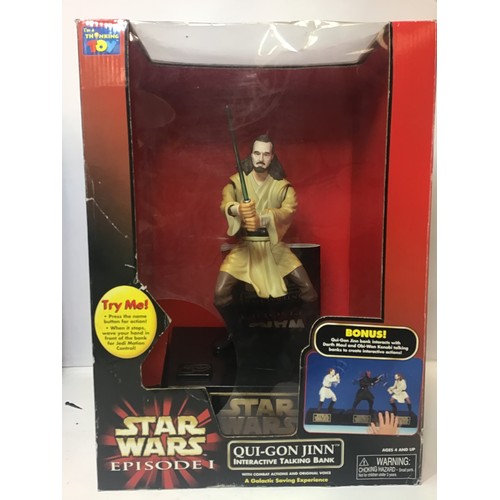 16 - Star Wars interactive characters x 3. These are boxed and in used conditions and include - Qui-Gon J... 