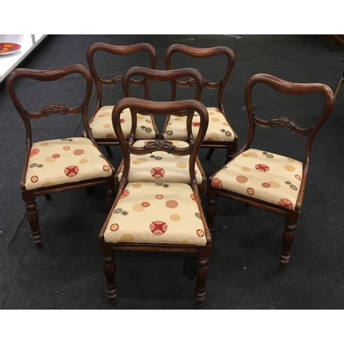 460 - Set of six Victorian mahogany balloon back dining chairs.