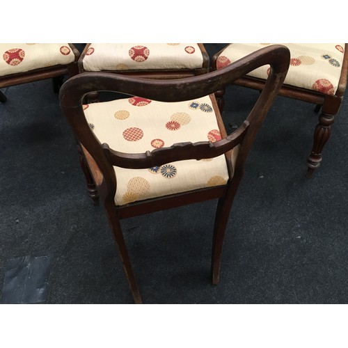 460 - Set of six Victorian mahogany balloon back dining chairs.