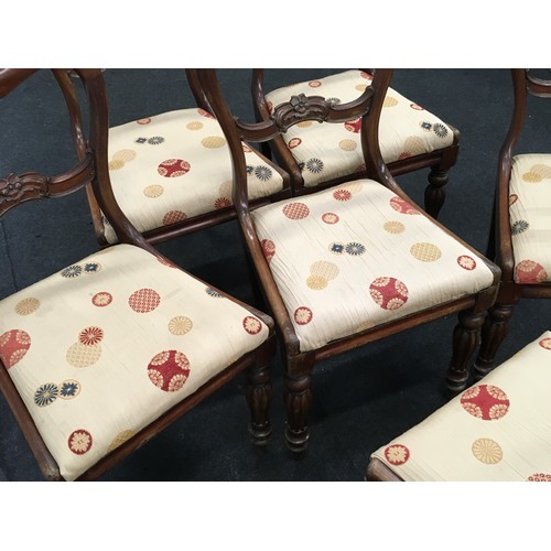 460 - Set of six Victorian mahogany balloon back dining chairs.