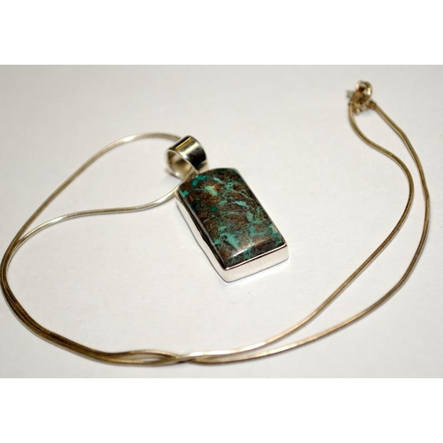 522 - large turquoise dog tag .925 silver pendant