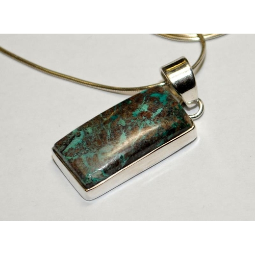 522 - large turquoise dog tag .925 silver pendant