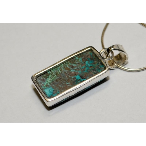 522 - large turquoise dog tag .925 silver pendant