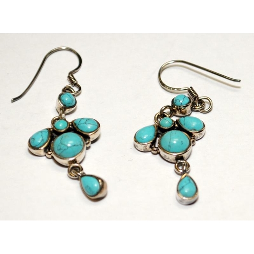 509 - Turquoise .925 silver drop earrings