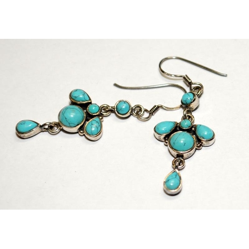 509 - Turquoise .925 silver drop earrings