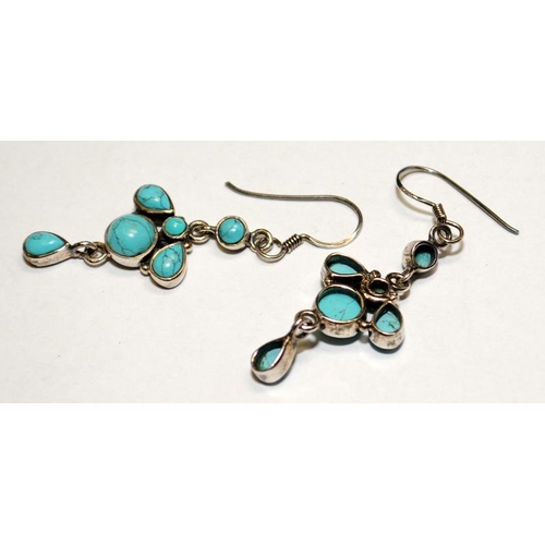 509 - Turquoise .925 silver drop earrings