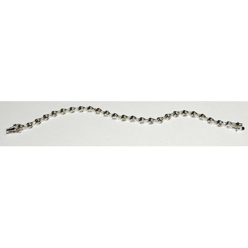 405 - White gold on silver CZ hearts bracelet