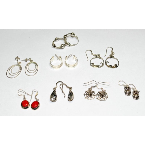 392 - 8 pairs .925 silver earrings