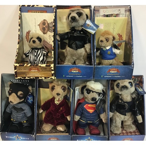 25 - 7 X Meerkat boxed toys. To include - Superman - Batman - Safari Oleg - Bogdan etc.