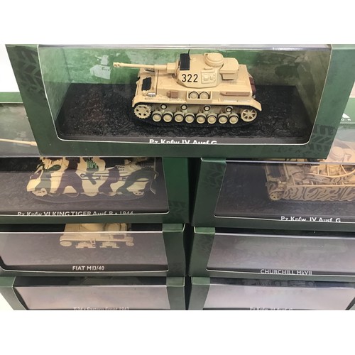 30 - Selection of 17 military boxed vechicles. This group include  Tanks & Jeeps from Atlas - Dragon etc.... 