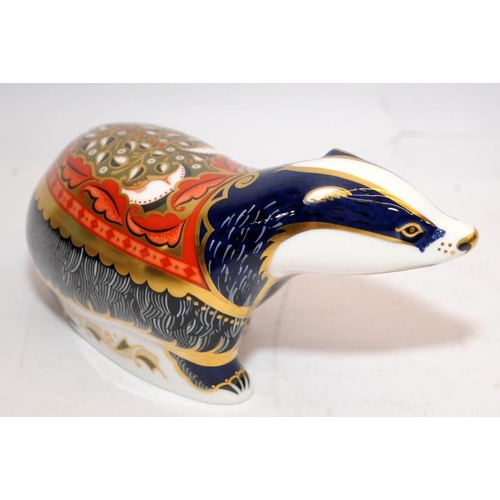 281 - Royal Crown Derby paperweight with gold stopper. Moonlight badger