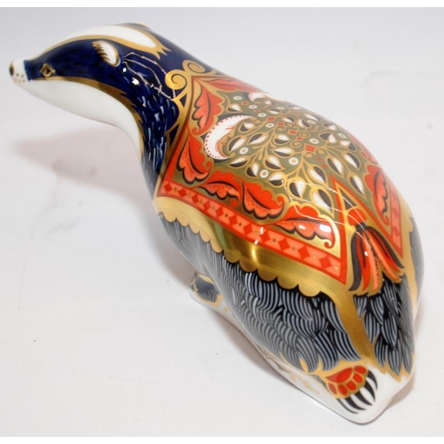 281 - Royal Crown Derby paperweight with gold stopper. Moonlight badger