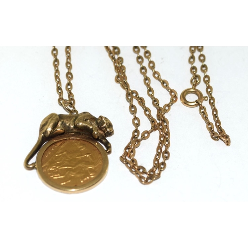 534 - A George VII Gold Half Sovereign on 9ct Gold Chain. Approx 11.6g Total