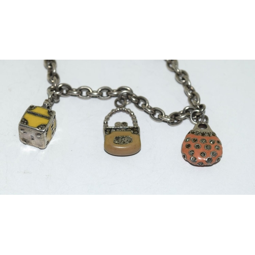 402 - 925 silver charm bracelet and coloured enamel charms