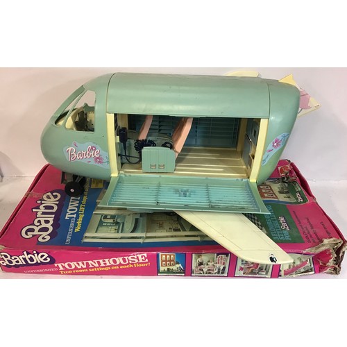 36 - Barbie selection to include - Townhouse with lift  and a 1999 Blue Jumbo Jet Plane. These items are ... 