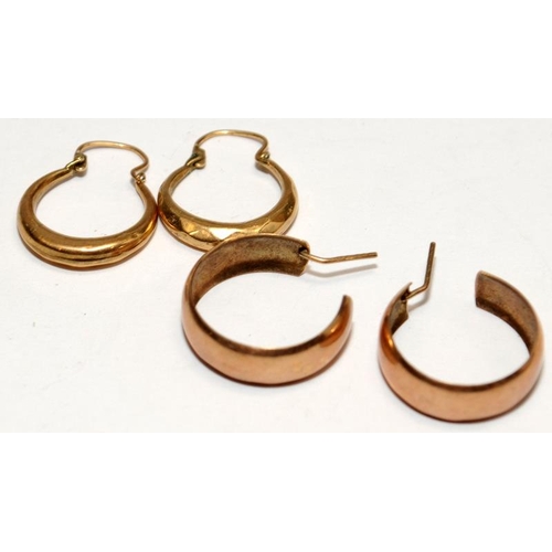 417 - Collection of 9ct gold jewellery to include rings, earrings and a box chain in need of repair. 26.2g... 