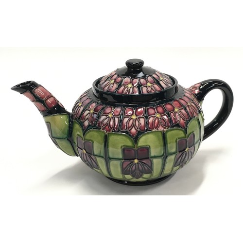 198 - Moorcroft Sally Tuffin Violet teapot 1999 (ref 125).