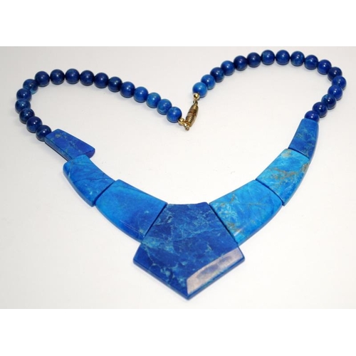 374 - Vintage Lapis large Cleopatra necklace.