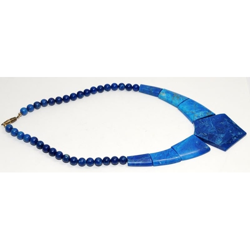 374 - Vintage Lapis large Cleopatra necklace.