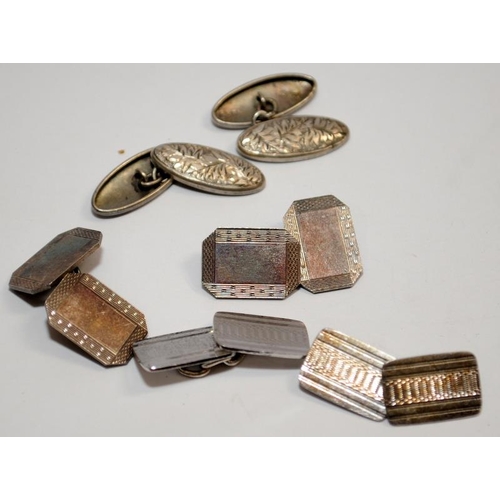 377 - A large selection of sterling silver vintage cuff links.