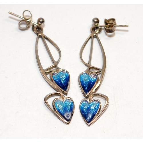 491 - Scottish Ortak 925 silver enameled earrings.