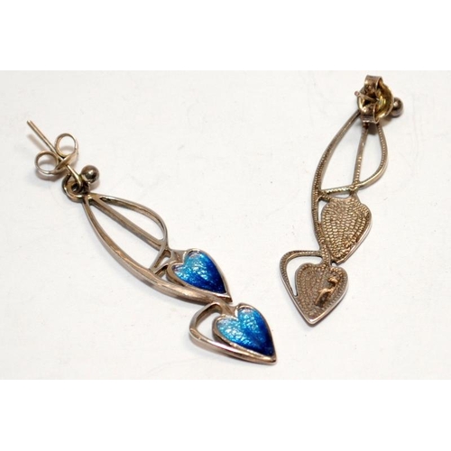 491 - Scottish Ortak 925 silver enameled earrings.