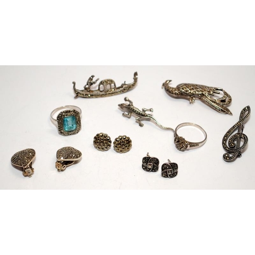 449 - Collection of Art Deco silver marcasite jewellery.