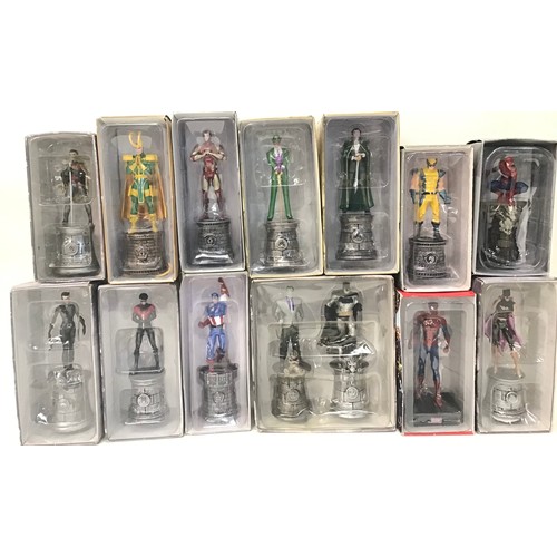 56 - 13 DC Eaglemoss Figures / Chess Pieces in boxes and approx 13cm tall.