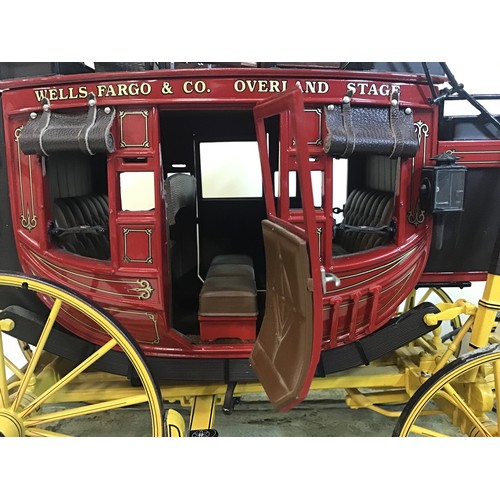 55 - Franklin Mint Wells Fargo Stagecoach complete with 4 Horses - Luggage - Rifles etc plus 2 other plas... 